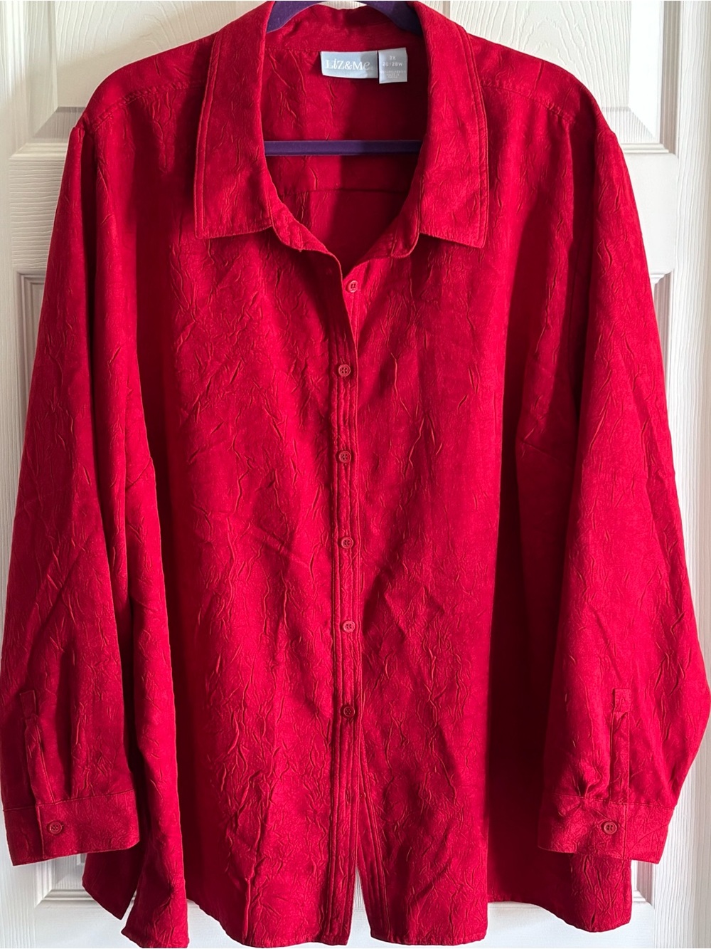 Liz & Me Scarlet Red Button-Down Shirt